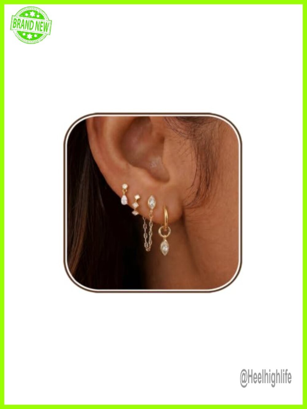 14K Gold Plated Chain Dangle Earring Set for Women Hypoallergenic Gift